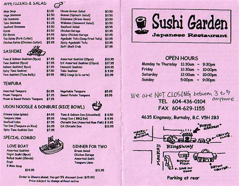 sushi garden metrotown menu